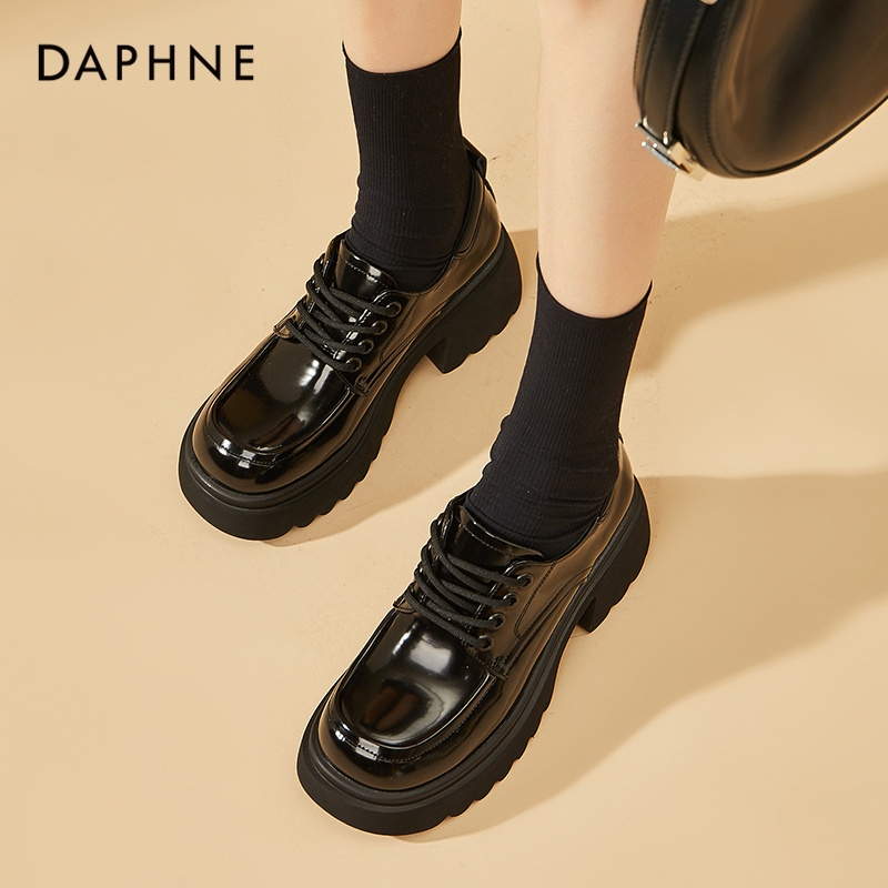 达芙妮厚底高跟乐福鞋女通勤增高小皮鞋增高鞋4024101267