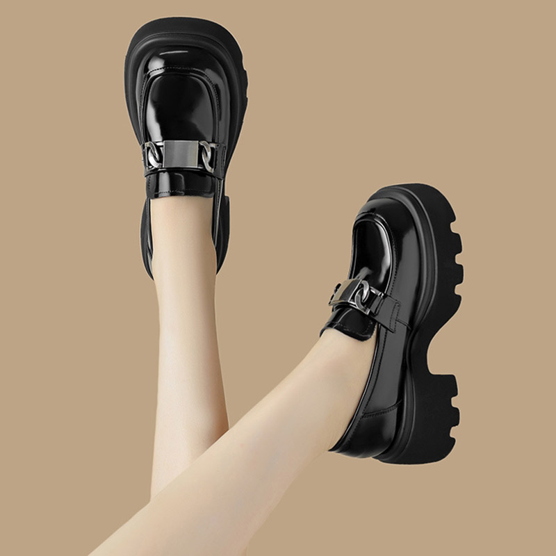 达芙妮厚底乐福鞋女鞋一脚蹬小皮鞋4023404445