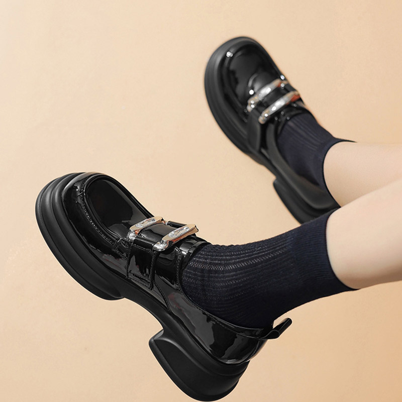 达芙妮增高单鞋女鞋粗跟夏天乐福鞋小皮鞋4024101226