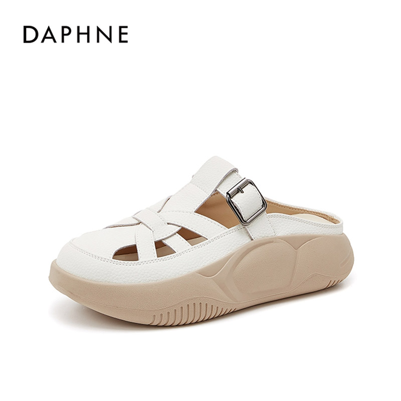 达芙妮包头运动拖鞋女款新款休闲厚底坡跟凉拖4024303325