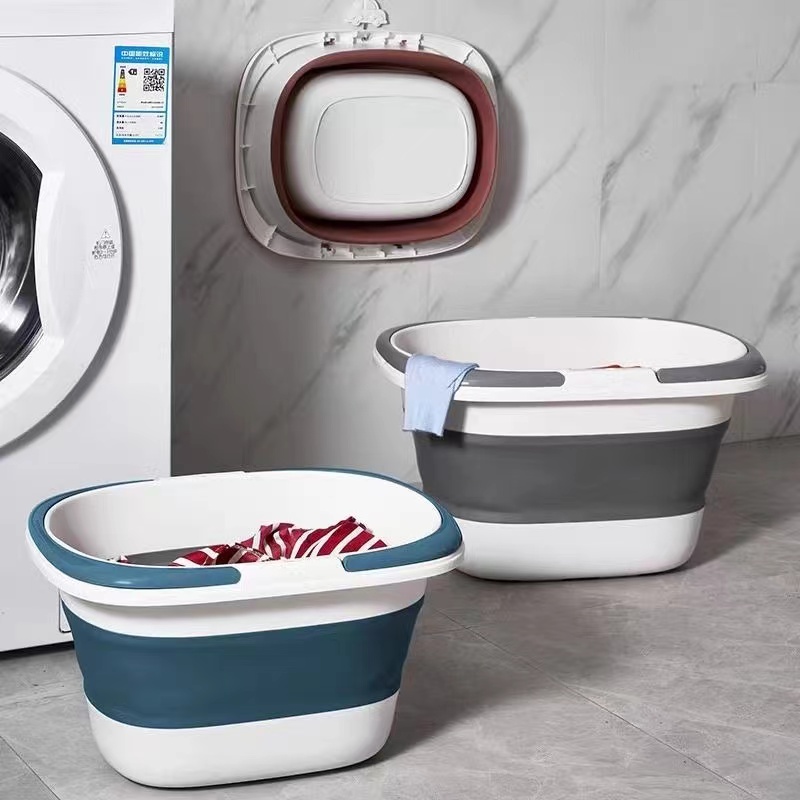 Foldable laundry tub Household extra-large, extra-deep and extra-thick laundry tub Rectangular plastic mop bucket