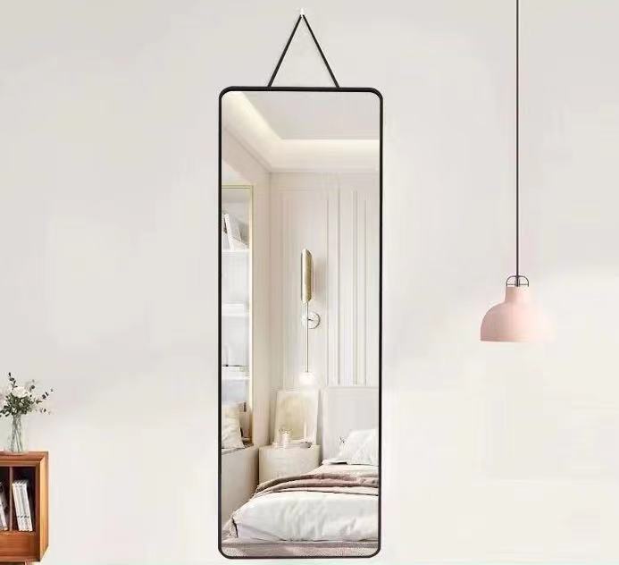 Mirror full-body mirror hanging wall wall hanging wall Home bedroom dormitory simple lanyard strap rope hanging glass