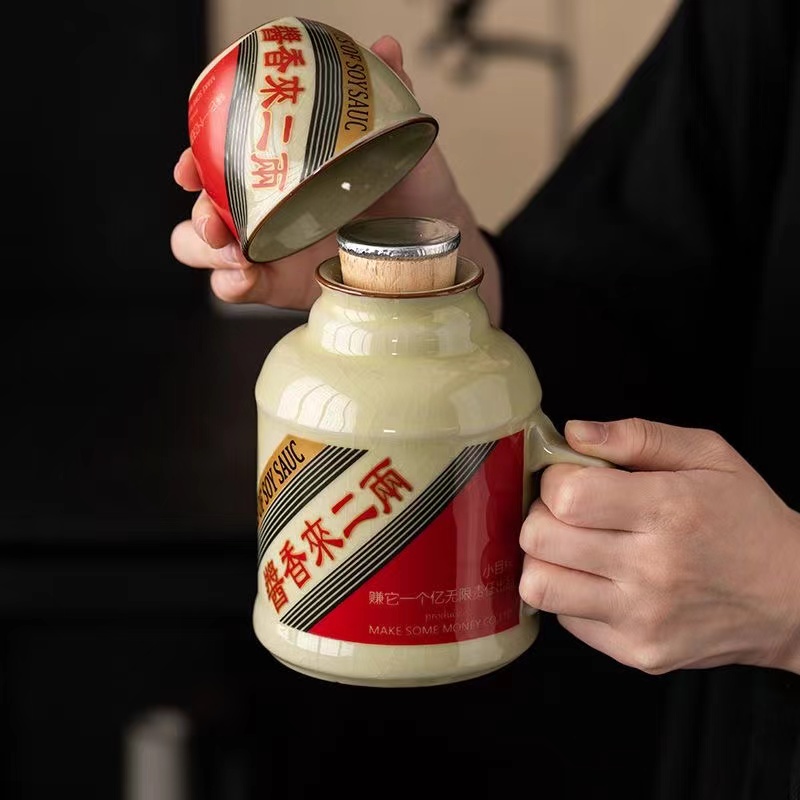 Ru kiln small warm pot can be raised to open a piece of retro soy sauce with cover large capacity ceramic anti-hot tea pot cup m