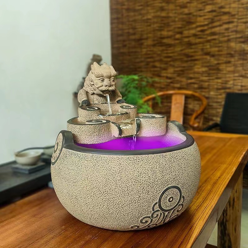 Tea room decoration office desktop charm water ornaments circulating water Chinese small high-grade opening gifts generate money