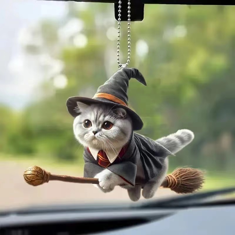 The same exquisite magic cat acrylic flat car pendant hanging decoration high appearance level ins cat key pendant