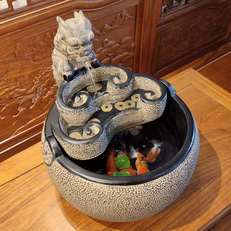 Tea room decoration office desktop charm water ornaments circulating water Chinese small high-grade opening gifts generate money