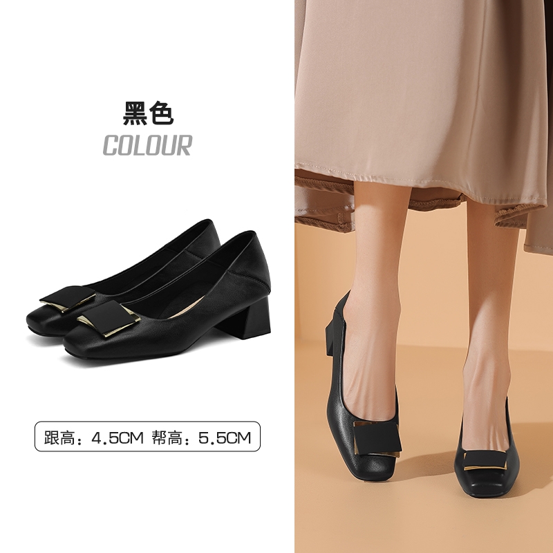 达芙妮新款夏季中跟粗跟浅口高跟鞋4024404003