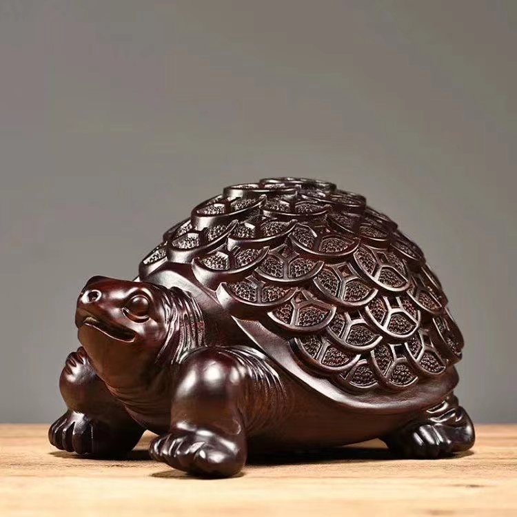 Solid wood carved turtle home living room porch decoration office desktop 