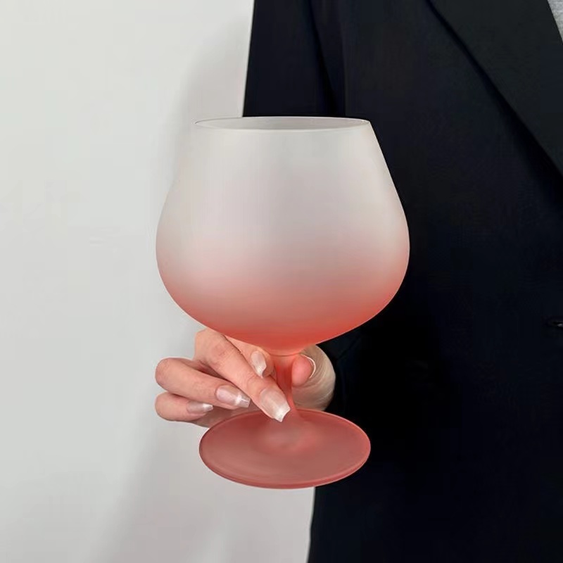 ins Wind Light Luxury Niche High appearance level gradient powder frosted stemglass wine wine glass home glas