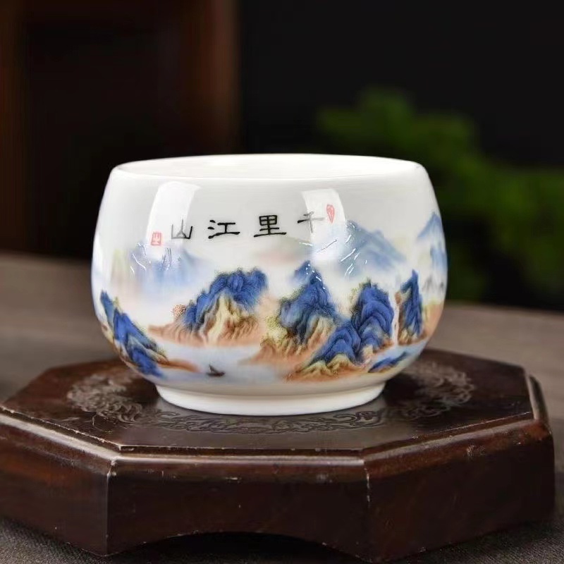 Qianli Jiangshan Tea Cup personal special master cup National treasure Qianli Jiangshan tea set