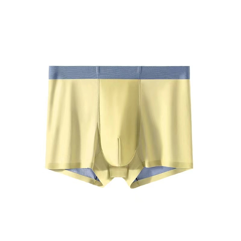 【秋鹭】2408款号冰丝双面撞色男平角内裤1盒3条