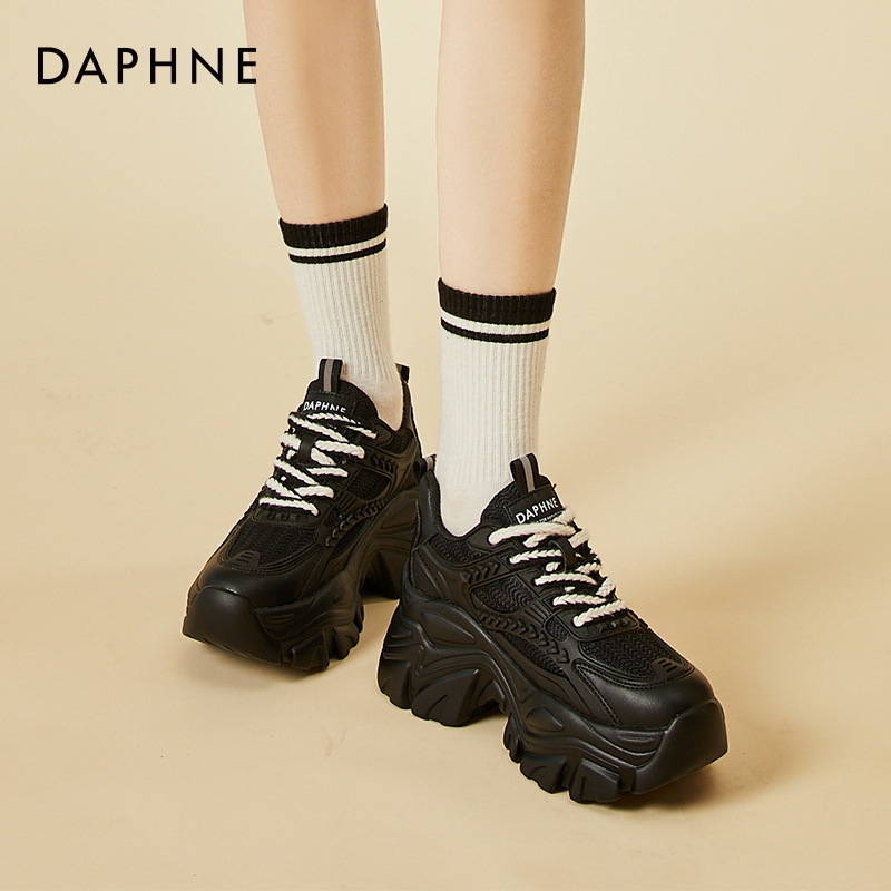 达芙妮厚底透气老爹鞋增高网面休闲运动鞋4023101025