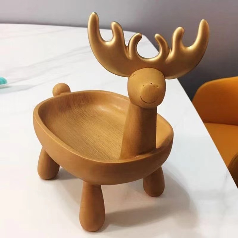 Creative entry door key storage decoration living room home fawn imitation wood jewelry rack New home Christmas gift