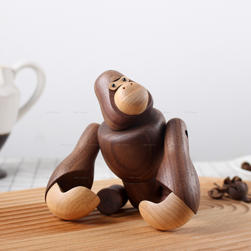 木艺工艺品大猩猩创意摆件可悬挂金刚礼品木制家居装饰品