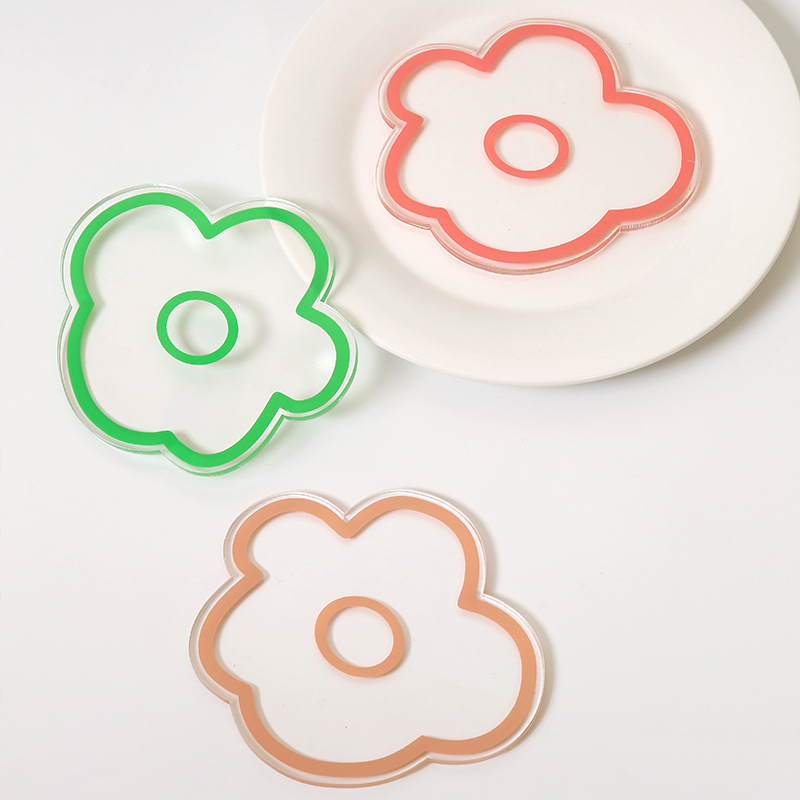 透明亚克力杯垫 简约ins风隔热耐高温碗垫 花朵透明亚克力杯垫