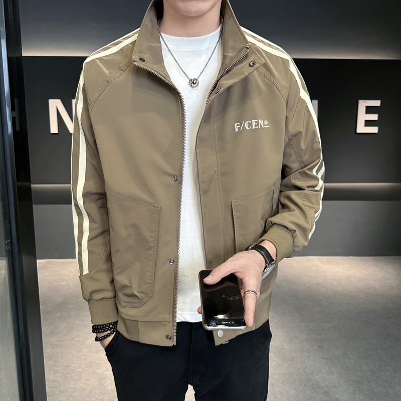 High end collar jacket for men's spring and autumn fashion brands, cool and stylish Korean style jacket 2024 new men's casual cl