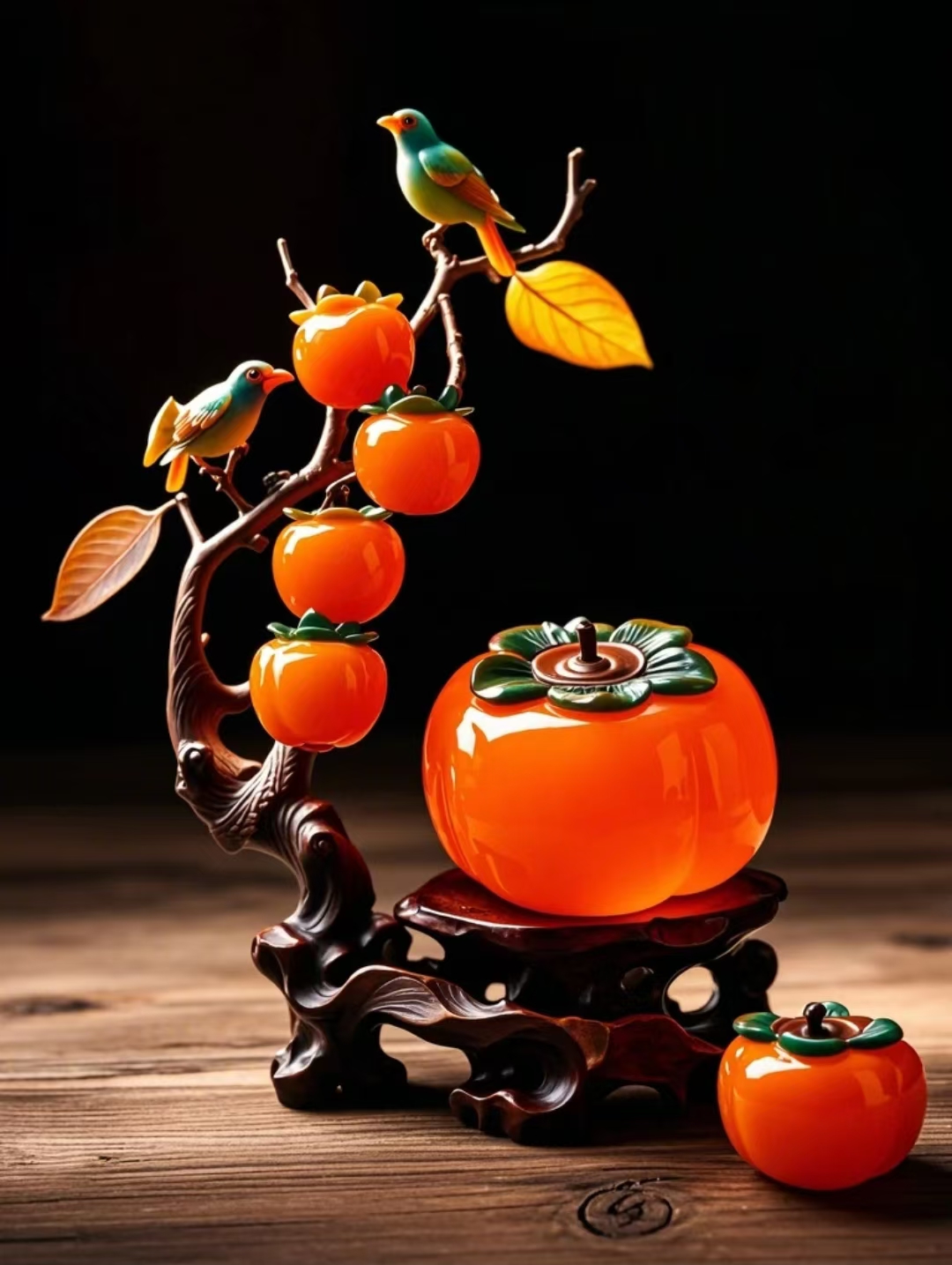 Magpie branches persimmon red through persimmon Ruyi magpie annnews art collection artwork decoration