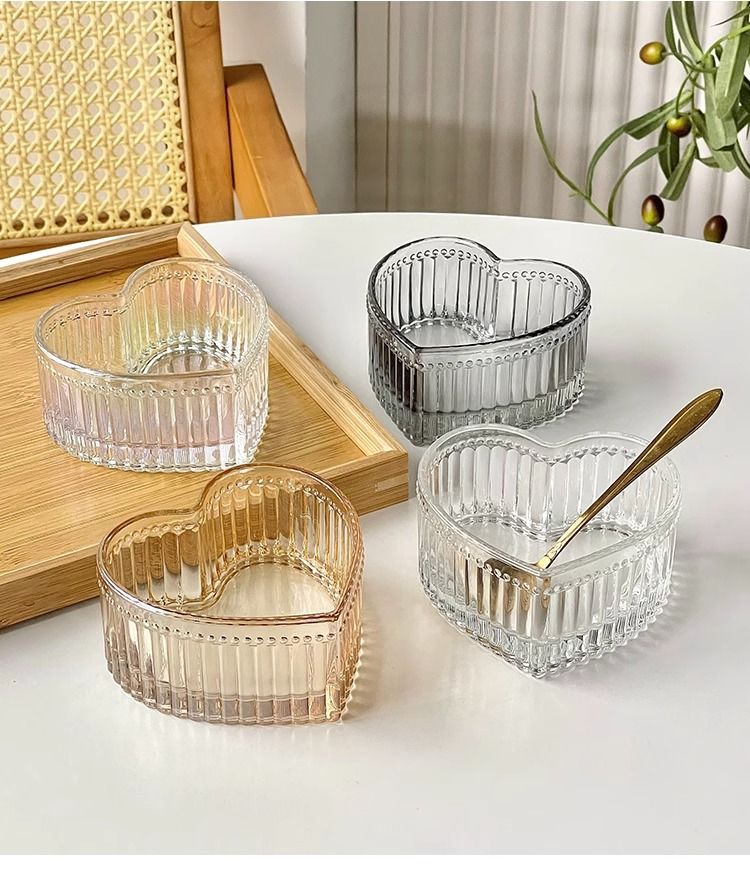简约爱心甜品碗家用小碗4个装