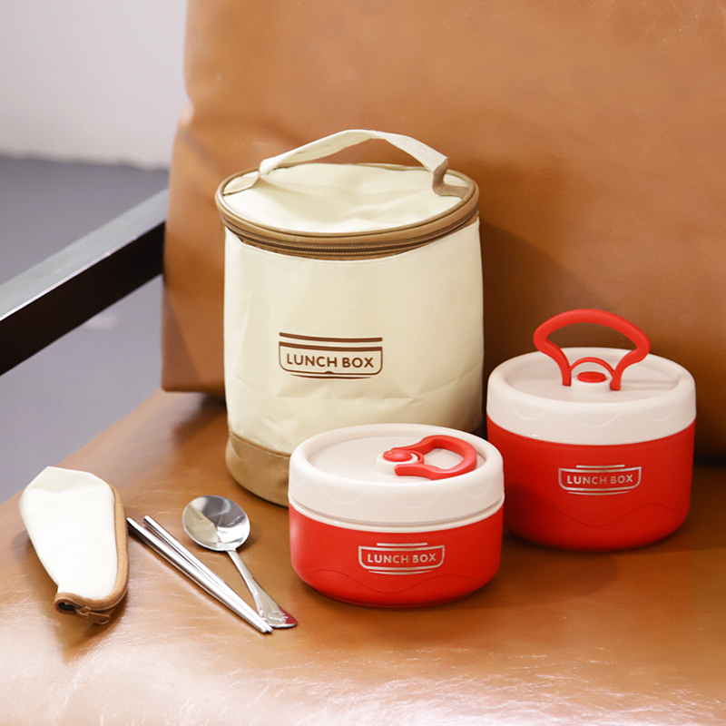 易铂斯多尔便当盒两件套（带保温袋 餐具）304食品级不锈钢YSP-8368