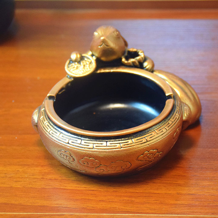 Creative retro new Chinese large ashtray personality living room home multi-functional gift rabbit craft decoration