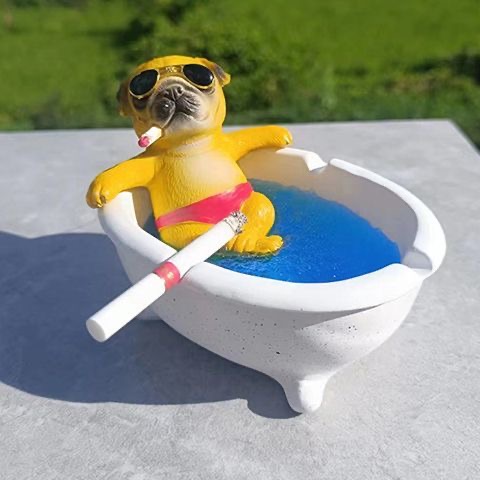 Creative fashion cute funny large ashtray anti-fly gray black technology practical home living room office decoration