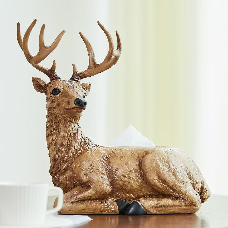 Tissue box high-grade high-grade paper box home living room coffee table remote control storage box deer decoration paper box
