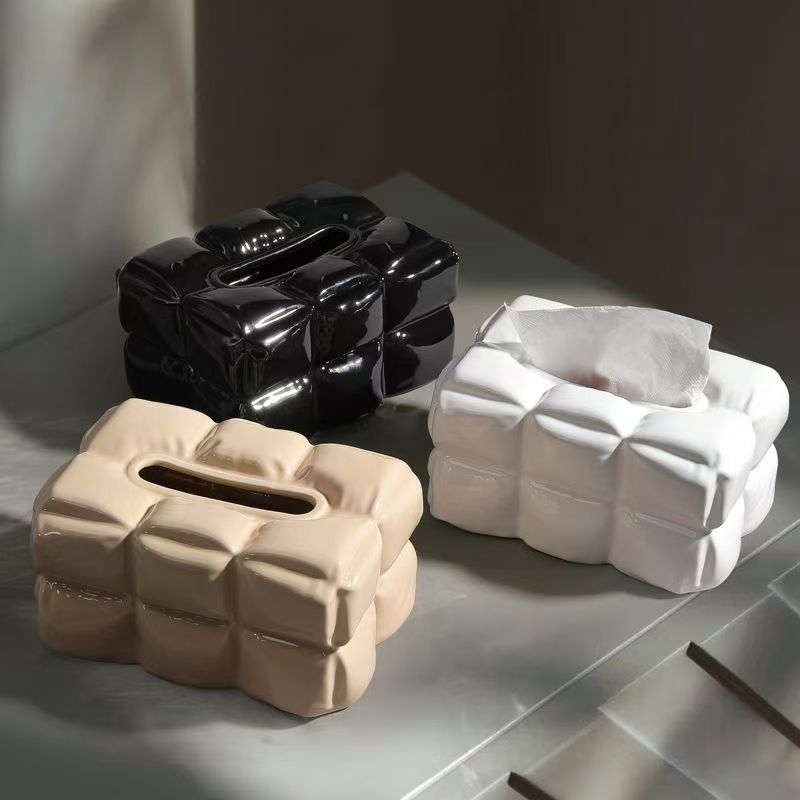 Ceramic tissue box decoration living room high-end modern home coffee table paper box table decoration