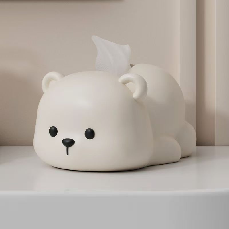 Creative Bear tissue box Living room bedroom end table Cardboard box desktop cream style decoration Housewarming birthday gift