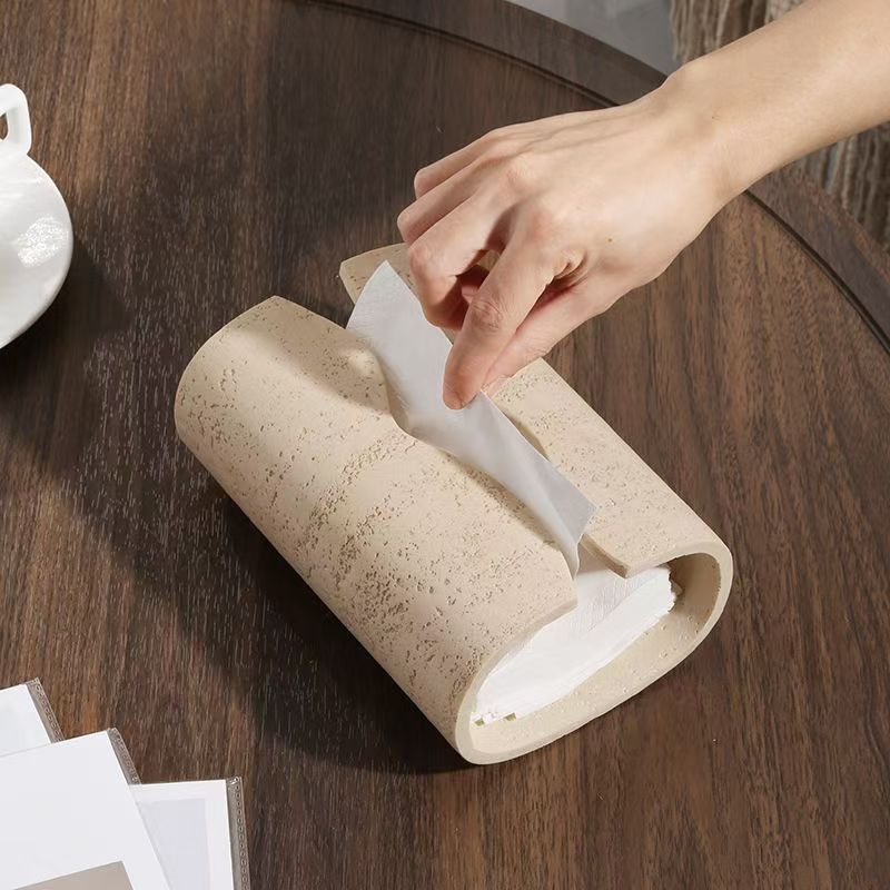 Creative tissue box living room high-end light luxury high appearance level high-end stone retro tabletop decoration advanced se