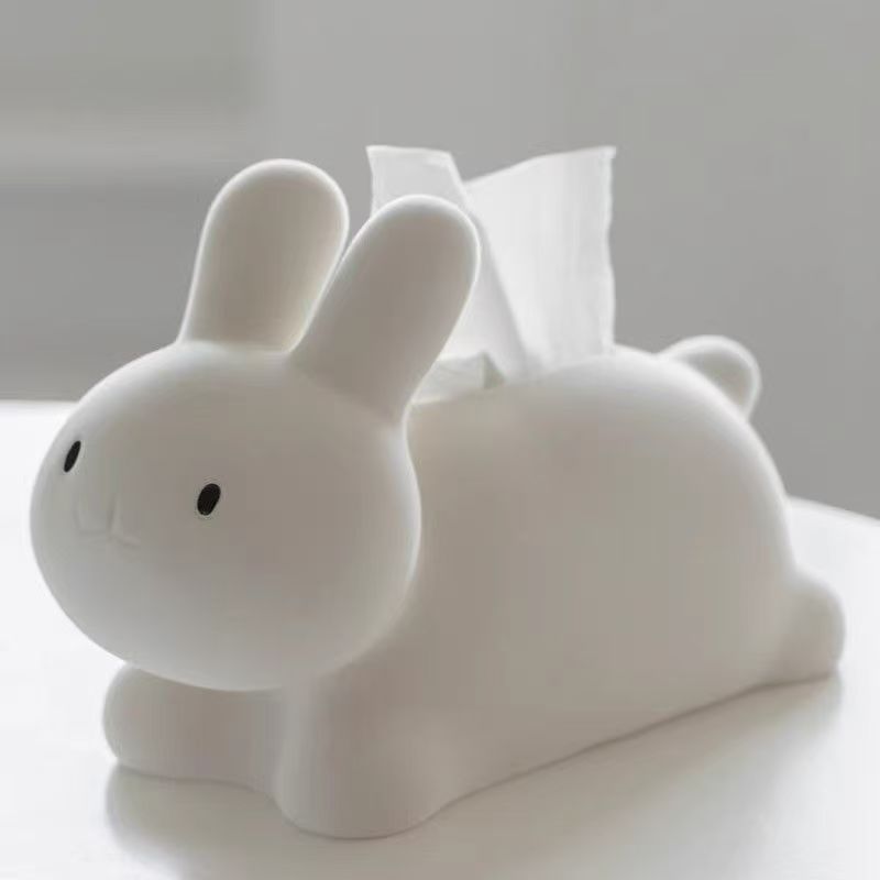 Nordic modern cute rabbit interesting tissue box living room table table bedroom solid color paper box personality home