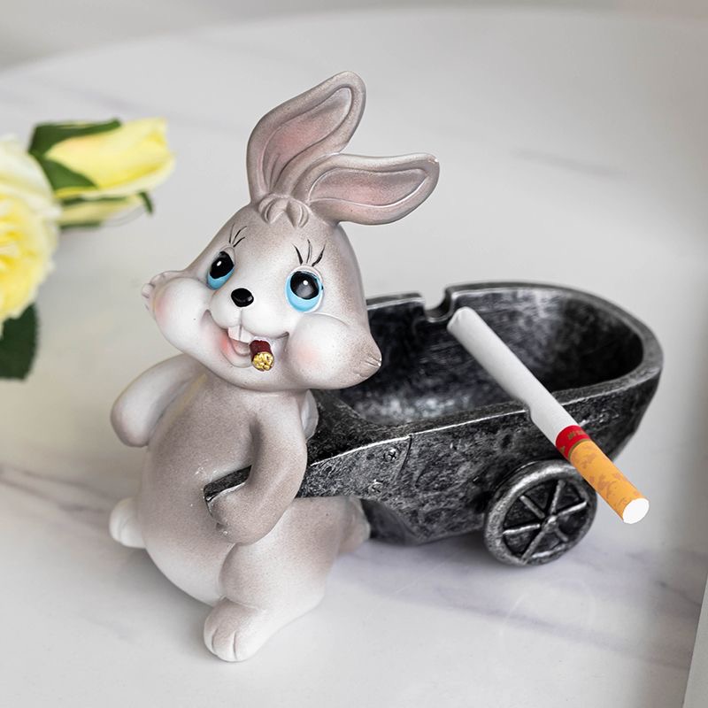 Creative personality cartoon cute rabbit ashtray trend home living room office fly-proof ash decoration