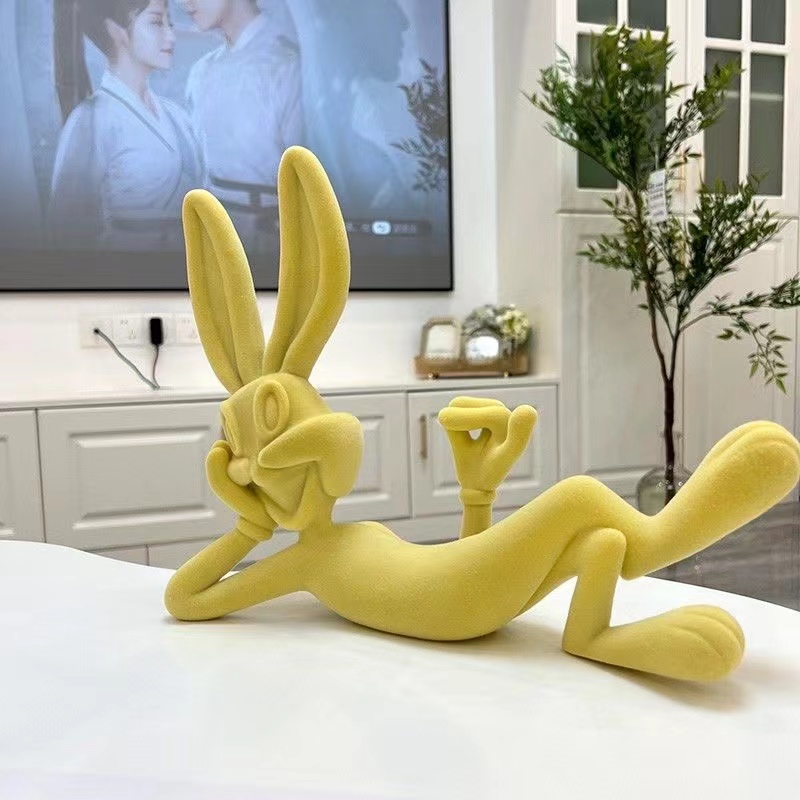 Net red lying posture rabbit decoration cartoon modern living room TV cabinet wine cabinet porch small house decoration