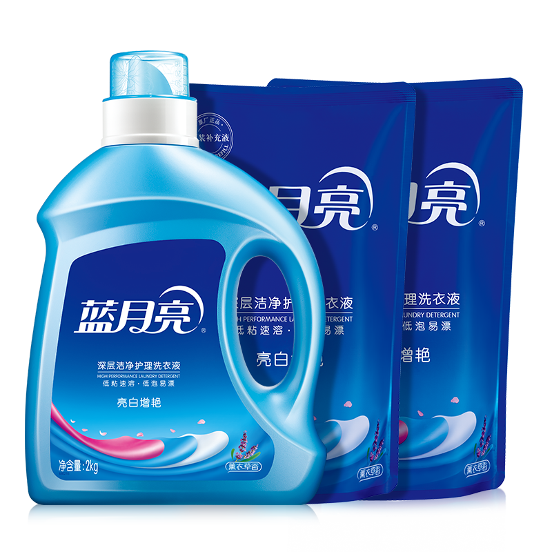 蓝月亮 8斤薰衣草亮白洗衣液：2kg*1瓶 1kg*2袋