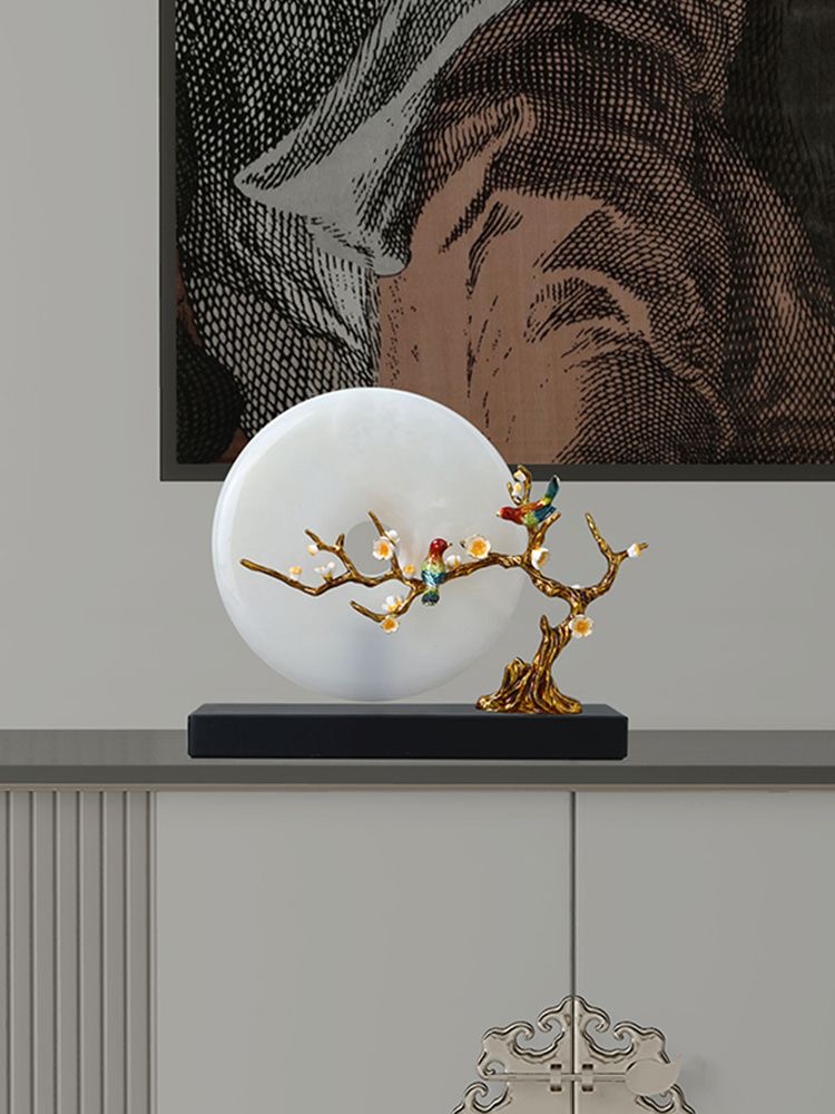 Jade peace button decoration enamel new Chinese light luxury TV cabinet entrance home decoration