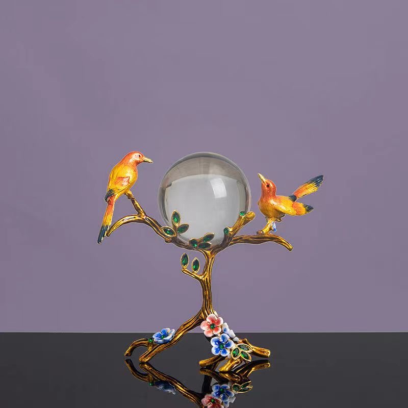 Transfer crystal ball decoration high-end new Chinese enamel color handicraft decoration living room modern light luxury soft de