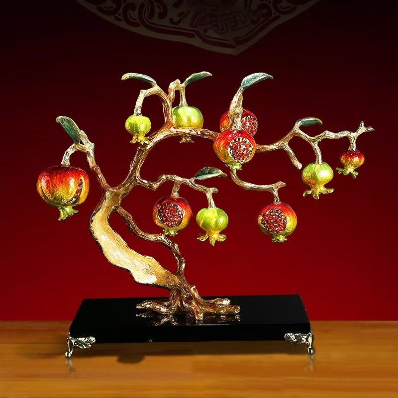 Pomegranate Ruyi Zhaocai decoration enamel high-end home living room desktop porch TV cabinet wine cabinet