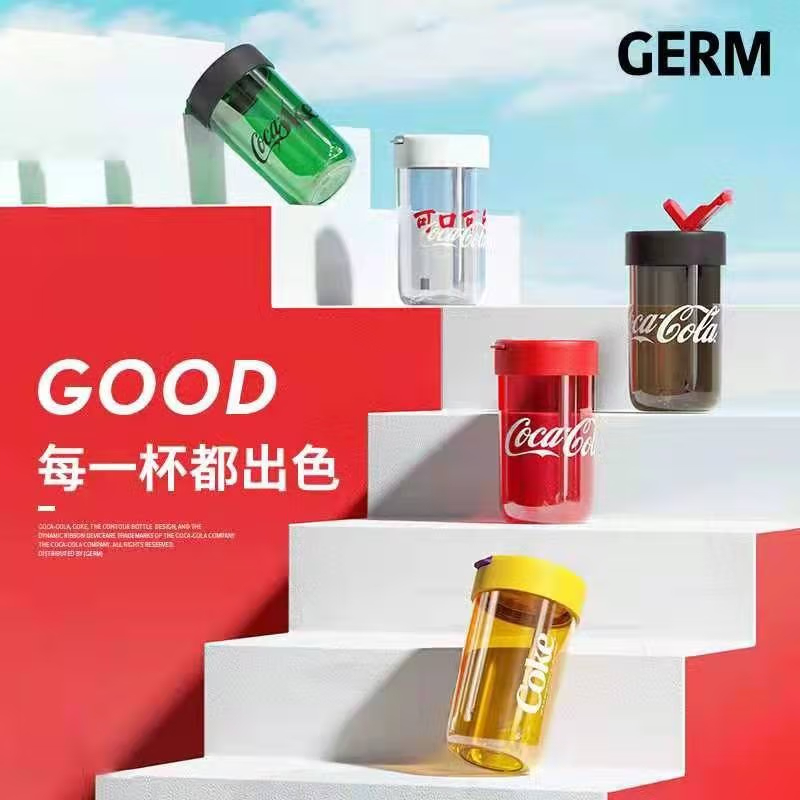 格沵（germ）可口可乐联名水杯男女士便携随行杯夏季儿童吸管杯tritan塑料杯子 可口可乐联名款500ml