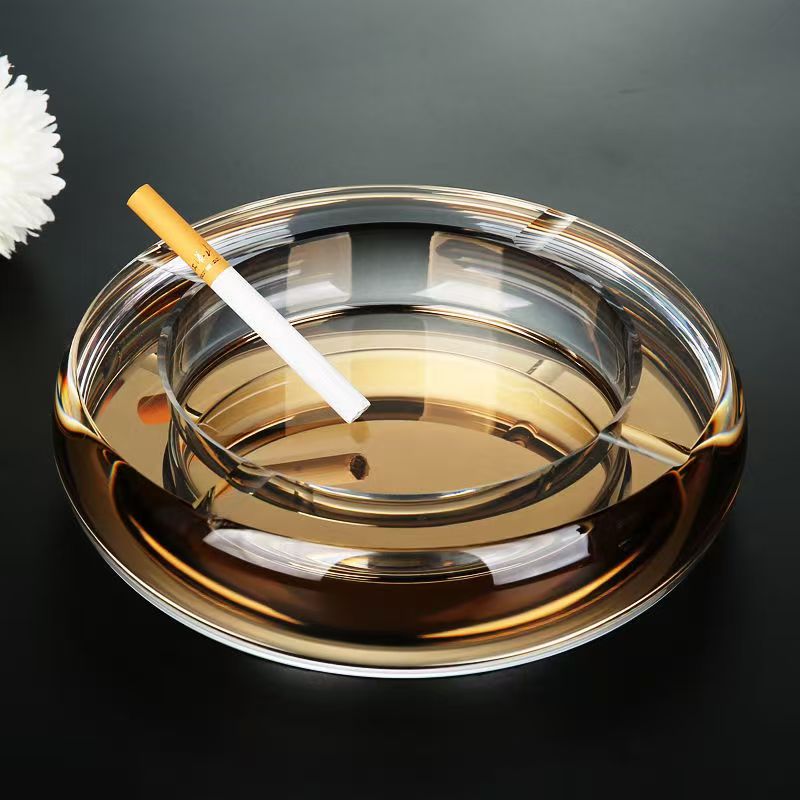 Light luxury creative personality trend multi-functional large crystal ashtray glass fashion European living room household asht