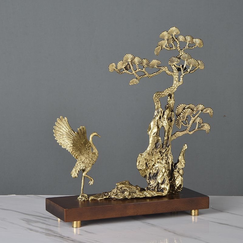 Brass fortune-welcoming pine decoration decoration Home accessories New Chinese living room TV wine cabinet Office study