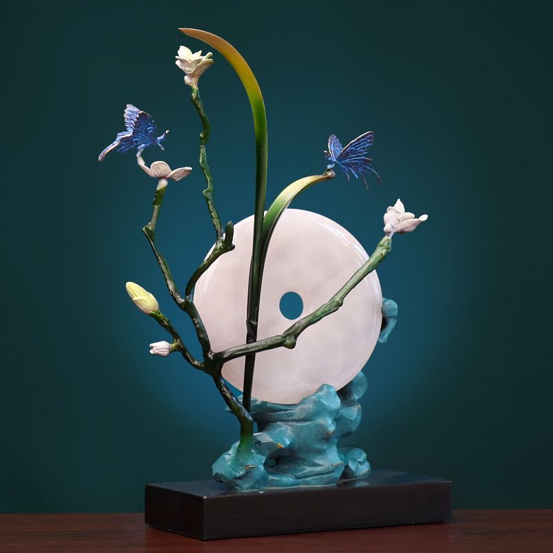 Brass orchid decoration niche flower decoration new Chinese living room flower frame decoration TV cabinet entrance arts and cra