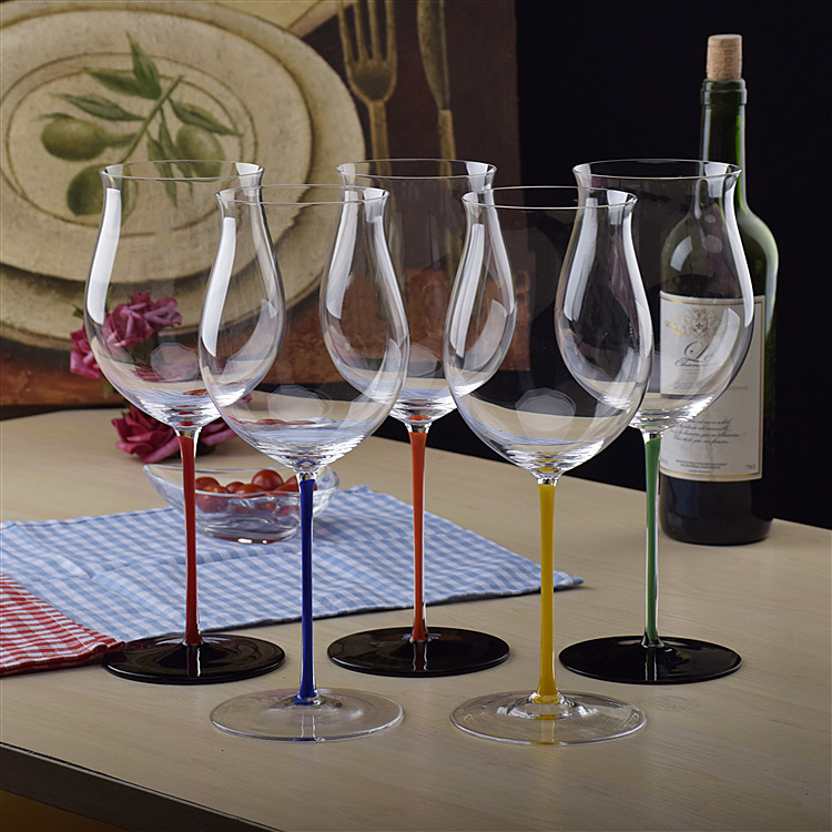 Crystal wine glass Bordeaux Champagne glass Burgundy glass color rod glass Color glass blue rod glass