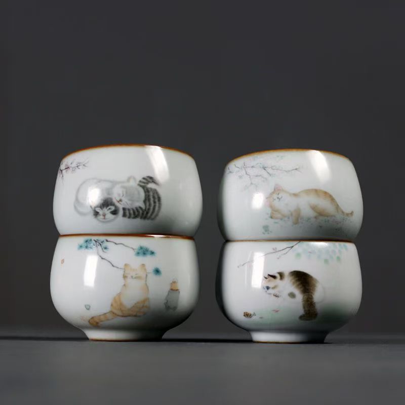 Ruyao kung fu tea cup master cup single cup female open piece can nourish the sample tea cup single tea bowl ceramic large