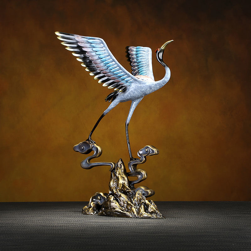 All copper crane decoration home living room porch decoration Chinese office opening housewarming gift