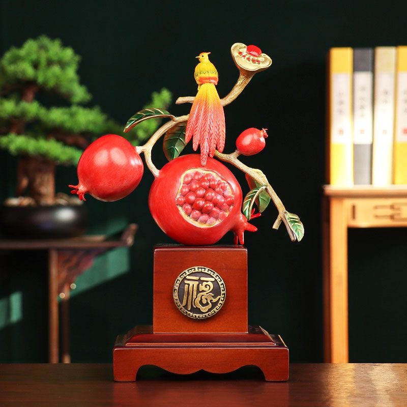 All copper Duozi Duofu pomegranate decoration new Chinese creative entrance wine cabinet decoration wedding gift to the couple