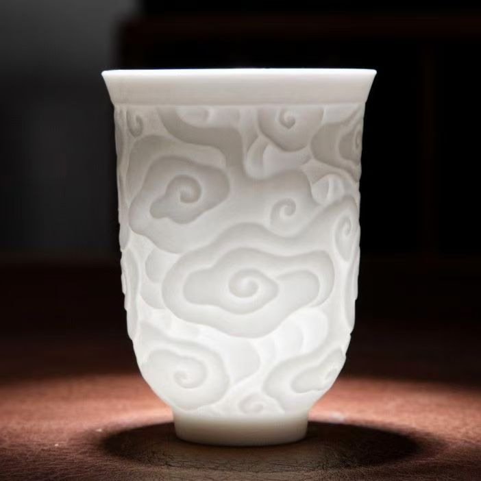 Mutton fat jade Xiangyun cup Ceramic cup for personal use