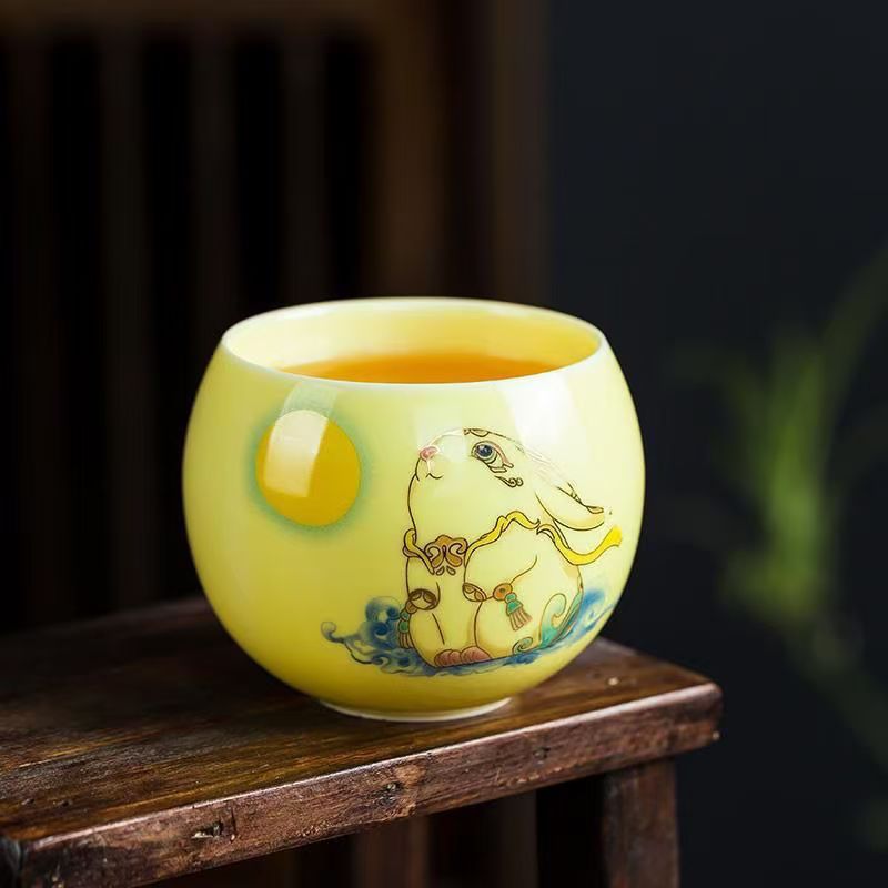 Yutu moon dragon egg cup goat fat jade porcelain host cup sample tea cup ceramic tea cup