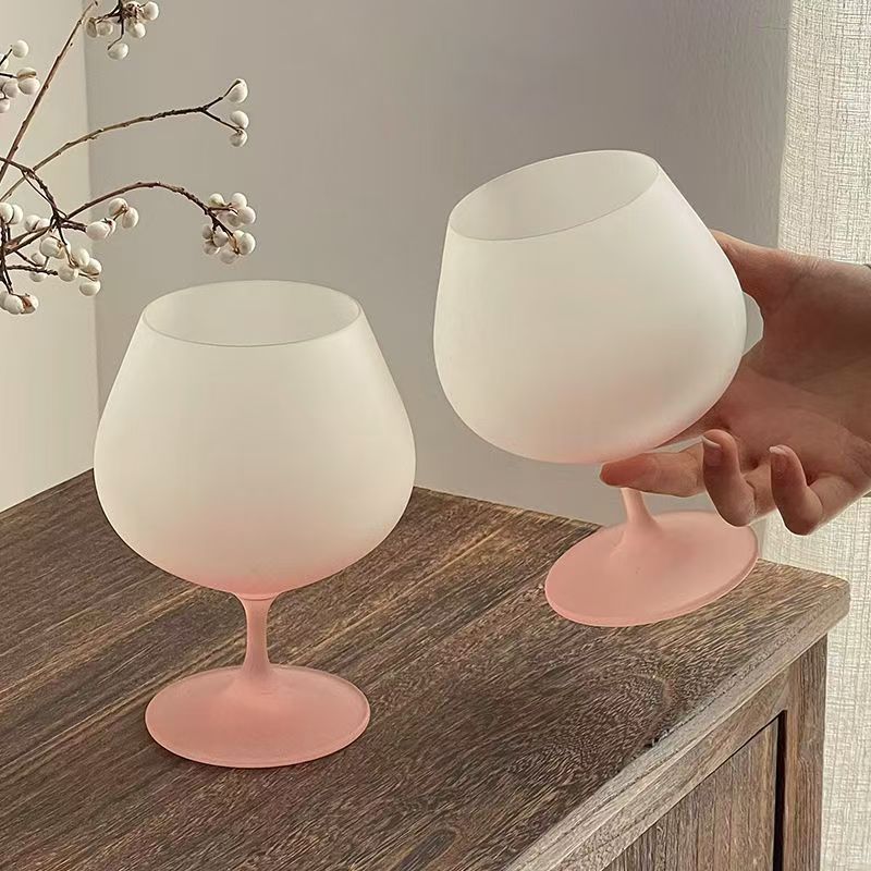 High appearance level gradient powder frosted glass French goblet home design sense wine glass Champagne juice glass