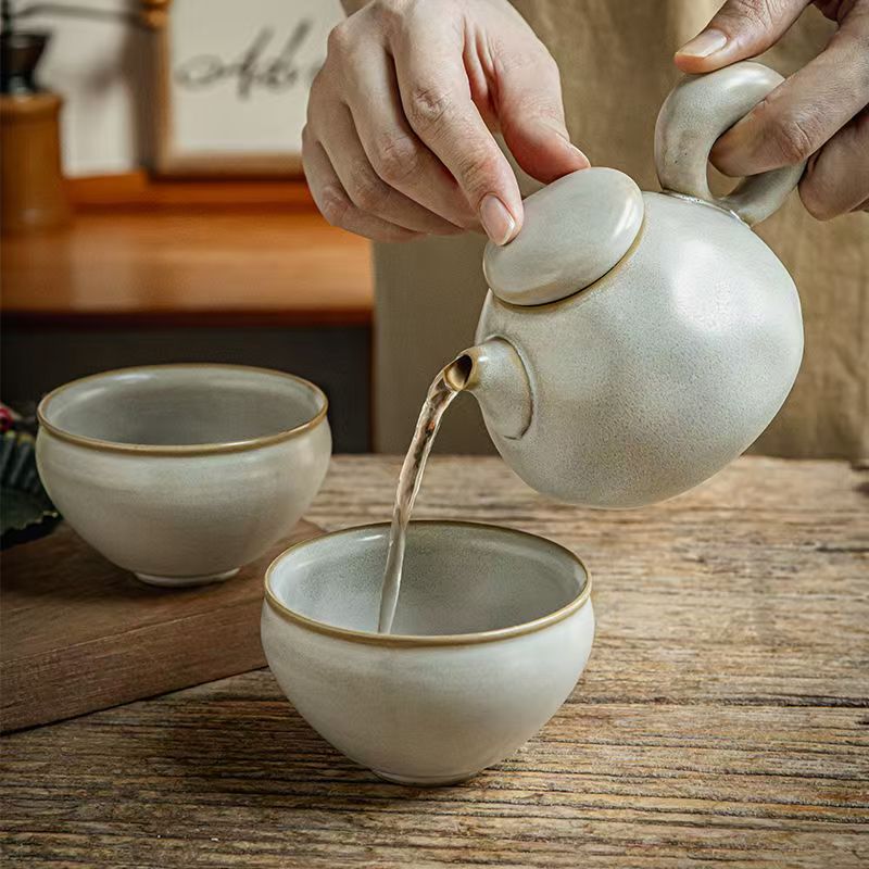 One pot two cups small set of ancient Zen ceramic tea pot