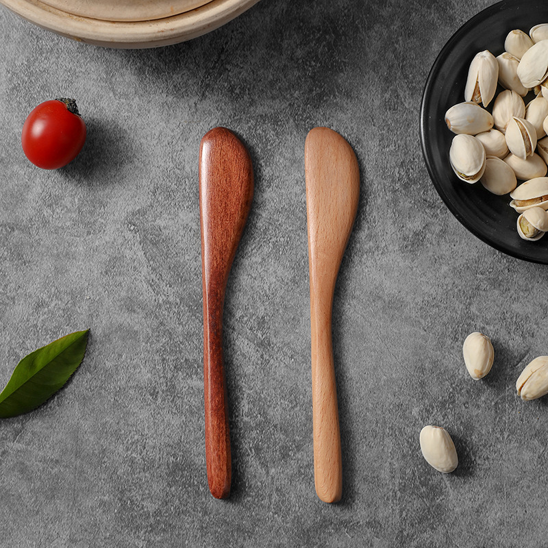Solid wood fruit knife spatula cream knife mask Stirring knife scraper does not hurt hands do not hurt skin One side flat and on