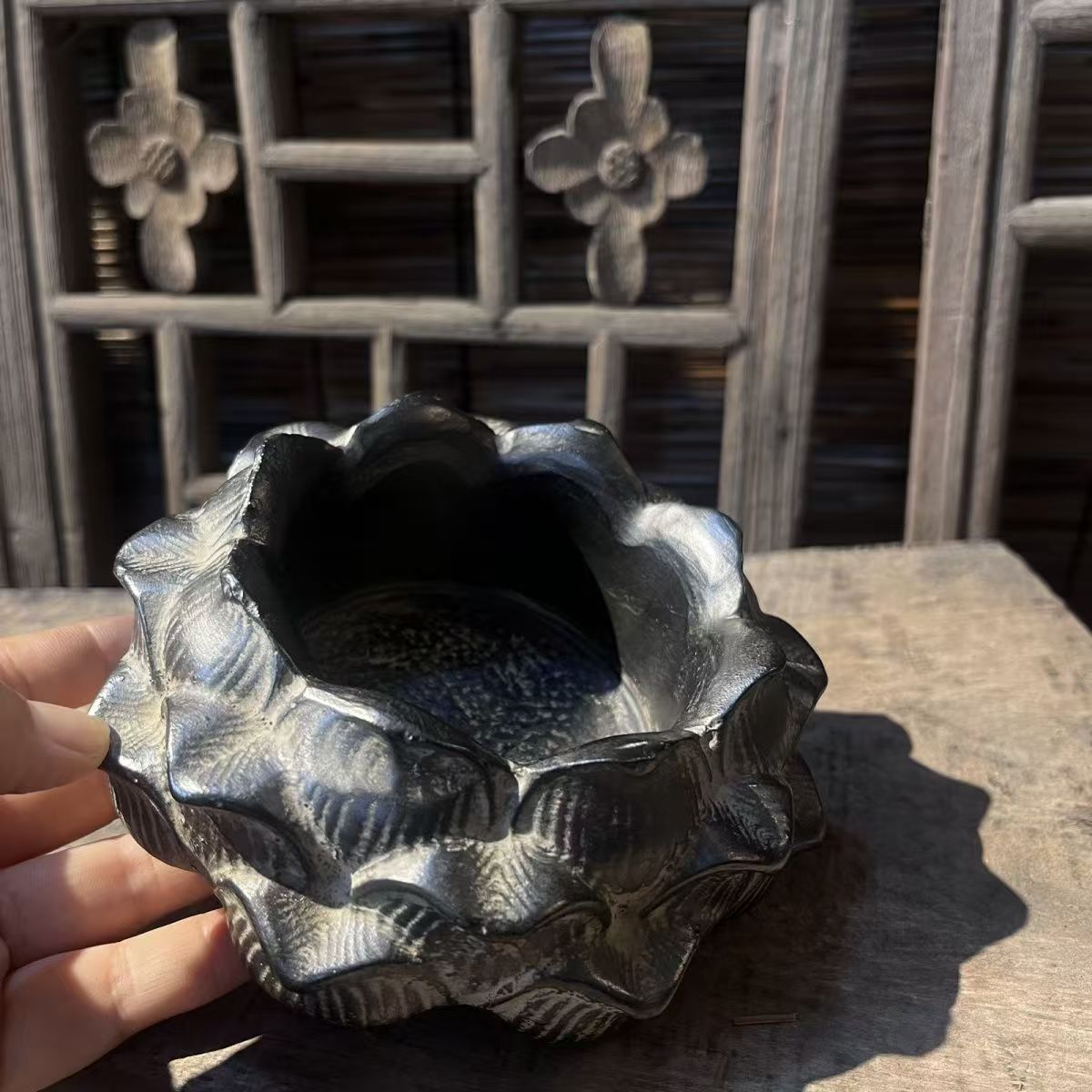 Antique lotus tray ashtray flower pot tabletop decoration calamus creative home lotus living room fleshy